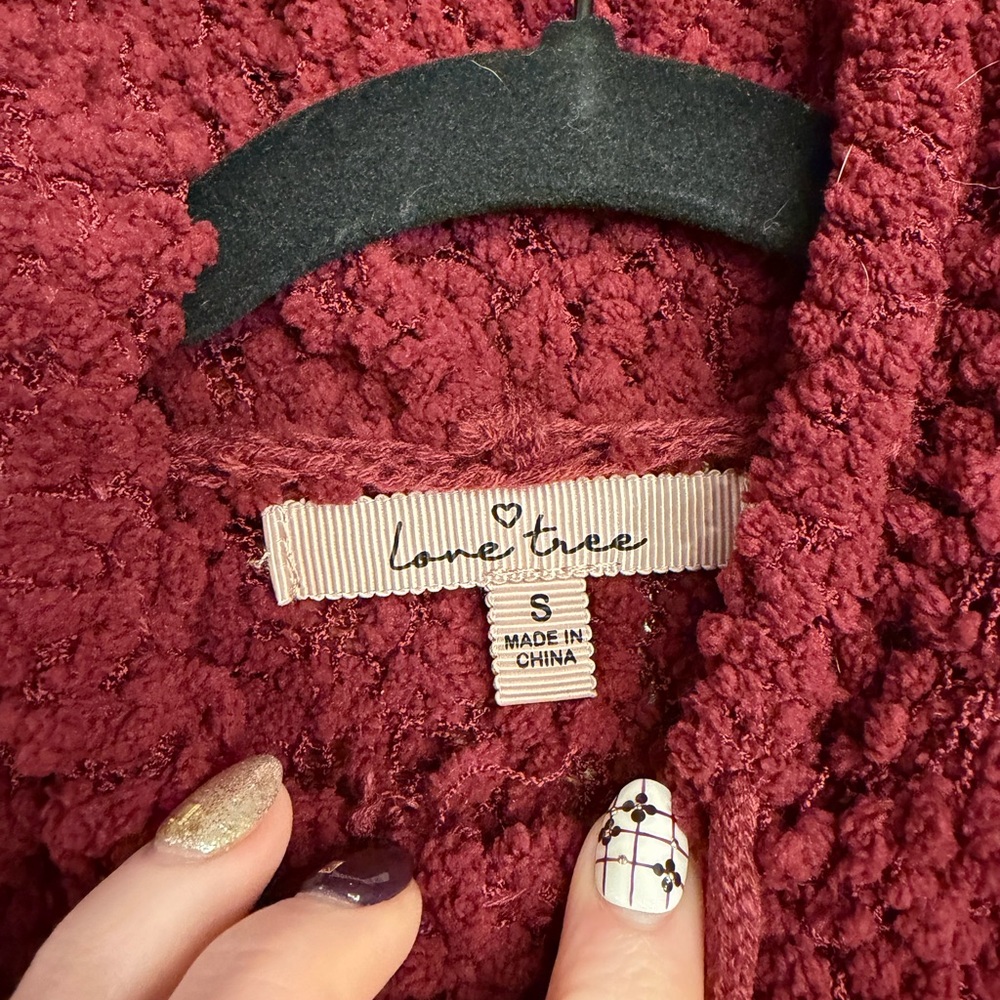 Love Tree Maroon Textured Hooded Sweater - Picture 3 of 3